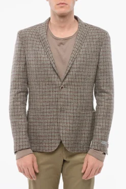 Sale Blazer Monopetto In Misto Lana Con Motivo A Quadri Uomo Giacche
