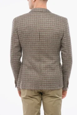 Sale Blazer Monopetto In Misto Lana Con Motivo A Quadri Uomo Giacche