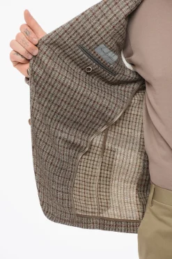 Sale Blazer Monopetto In Misto Lana Con Motivo A Quadri Uomo Giacche