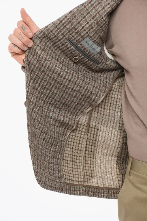 Sale Blazer Monopetto In Misto Lana Con Motivo A Quadri Uomo Giacche
