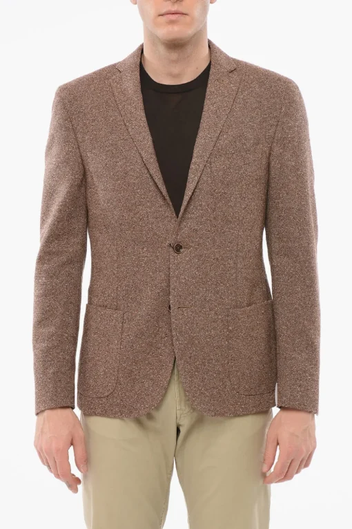 Blazer Monopetto In Misto Lana Con Tasche A Toppa>Nino Danieli Online