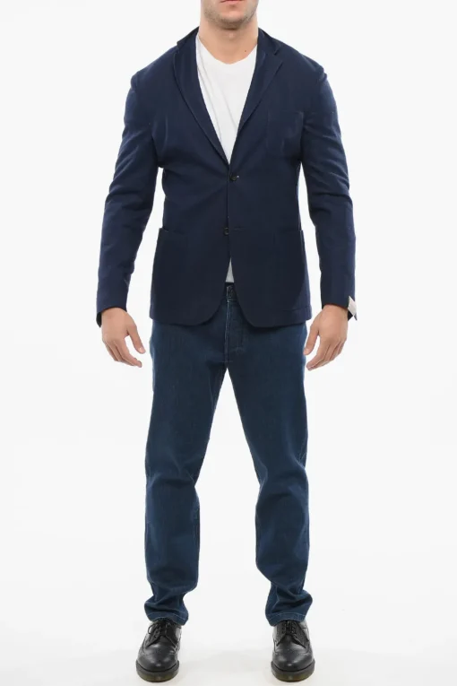 Online Blazer Monopetto SPORTSWEAR In Misto Seta Con Tasche A Toppe Uomo Giacche