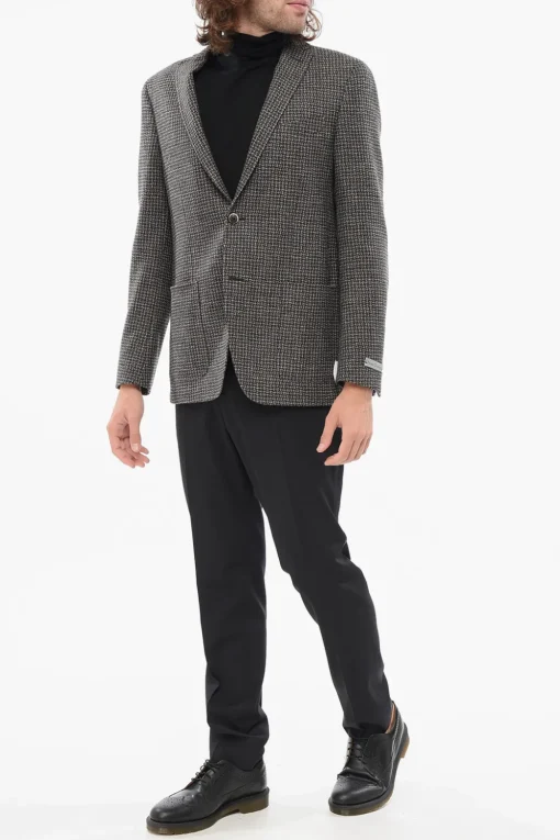 Blazer Motivo a Quadri con Tasche a Toppa>Nino Danieli Fashion