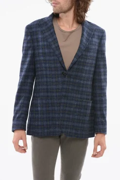 Outlet Blazer Motivo a Quadri con Tasche a Toppa Uomo Giacche