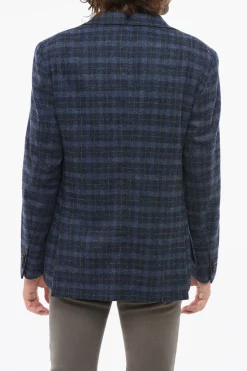 Outlet Blazer Motivo a Quadri con Tasche a Toppa Uomo Giacche