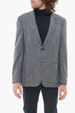 Discount Blazer Motivo a Quadri con Tasche a Toppa Uomo Giacche