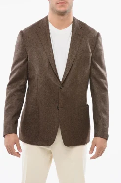 Best Blazer Motivo Herringbone con Tasche a Toppa Uomo Giacche