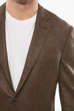 Best Blazer Motivo Herringbone con Tasche a Toppa Uomo Giacche