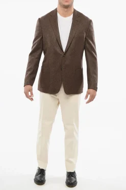 Best Blazer Motivo Herringbone con Tasche a Toppa Uomo Giacche