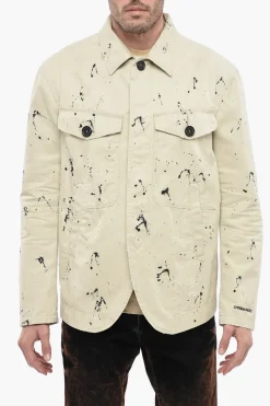 Hot Blazer Sahariano in Cotone con Design Sketch Uomo Giacche