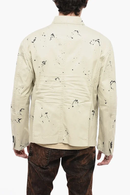 Hot Blazer Sahariano in Cotone con Design Sketch Uomo Giacche