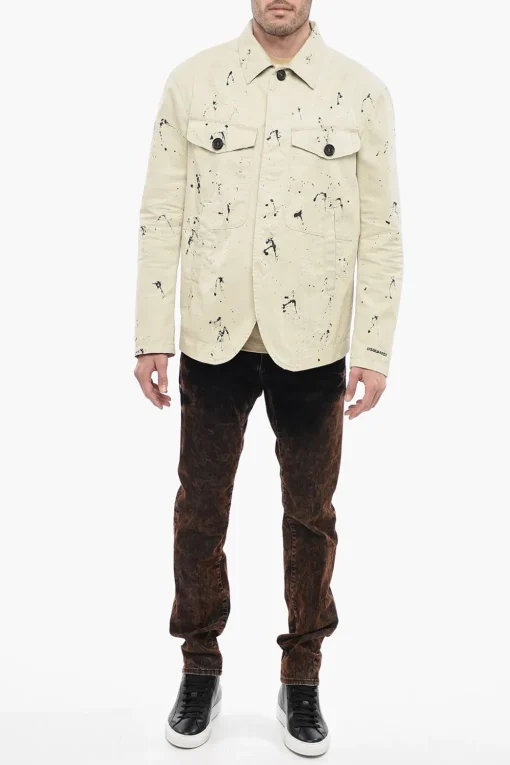 Hot Blazer Sahariano in Cotone con Design Sketch Uomo Giacche
