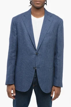 Blazer Semifoderato in Misto Lino Jacquard>Nino Danieli New