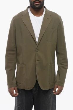 Blazer Sfoderato in Tessuto Stretch con Tasche a Toppa>Herno Sale