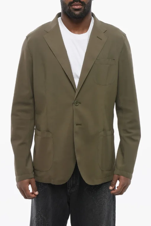 Blazer Sfoderato in Tessuto Stretch con Tasche a Toppa>Herno Sale