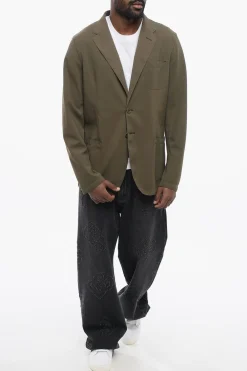 Blazer Sfoderato in Tessuto Stretch con Tasche a Toppa></noscript>Herno Sale