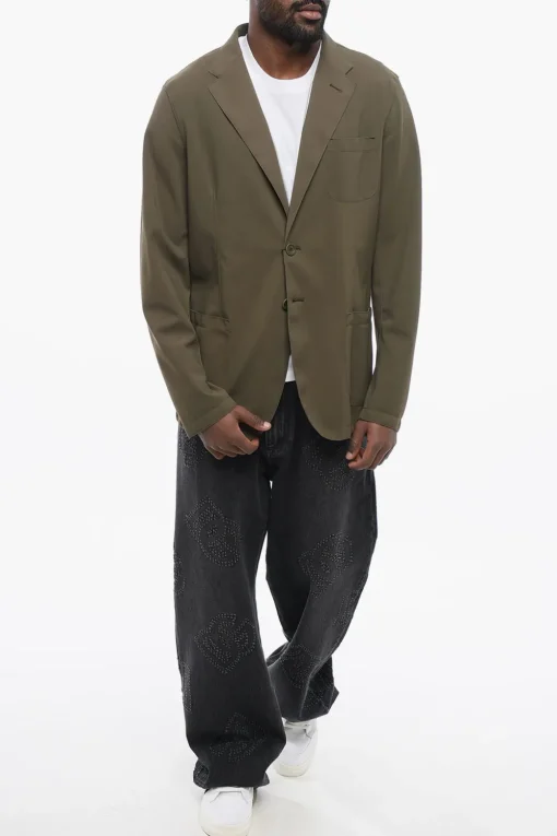 Blazer Sfoderato in Tessuto Stretch con Tasche a Toppa>Herno Sale