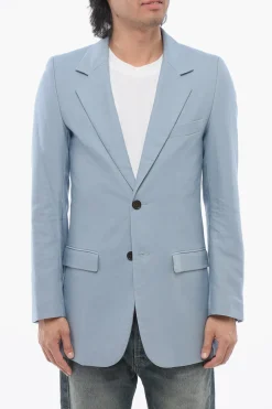 Clearance Blazer Slim Fit in Cotone Twill con Tasche ad Alettta Uomo Giacche