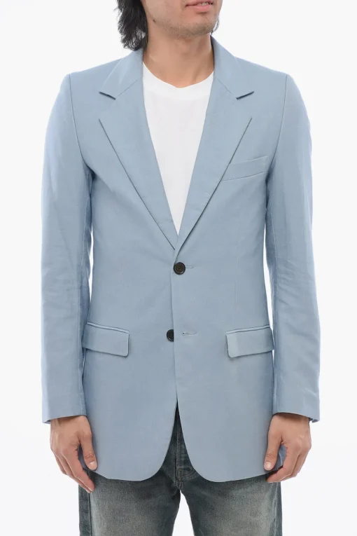 Clearance Blazer Slim Fit in Cotone Twill con Tasche ad Alettta Uomo Giacche
