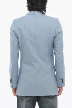 Clearance Blazer Slim Fit in Cotone Twill con Tasche ad Alettta Uomo Giacche