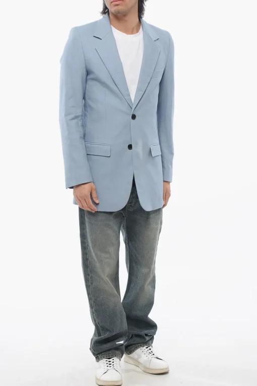 Clearance Blazer Slim Fit in Cotone Twill con Tasche ad Alettta Uomo Giacche