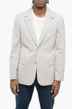 Hot Blazer Slim Fit in Lana con Tasche ad Aletta Uomo Giacche