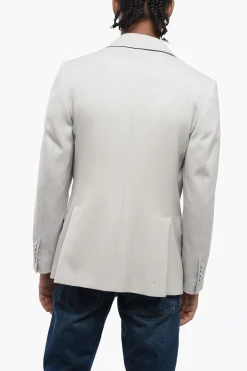 Hot Blazer Slim Fit in Lana con Tasche ad Aletta Uomo Giacche