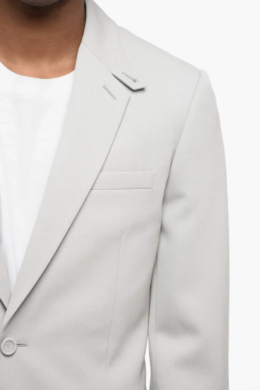 Hot Blazer Slim Fit in Lana con Tasche ad Aletta Uomo Giacche