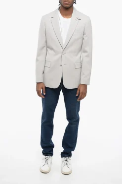 Hot Blazer Slim Fit in Lana con Tasche ad Aletta Uomo Giacche