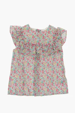 Outlet Blusa a Fantasia Floreale con Volant Abbigliamento