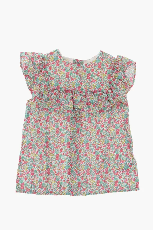 Outlet Blusa a Fantasia Floreale con Volant Abbigliamento