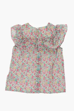 Outlet Blusa a Fantasia Floreale con Volant Abbigliamento