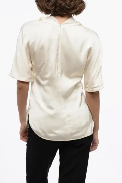 Blusa a Maniche Corte in Satin con Collo Sailor>Jil Sander Discount