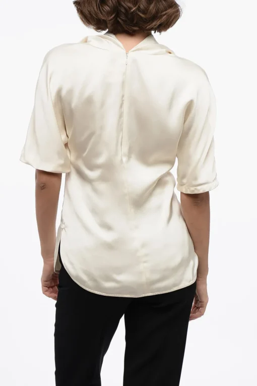 Blusa a Maniche Corte in Satin con Collo Sailor>Jil Sander Discount