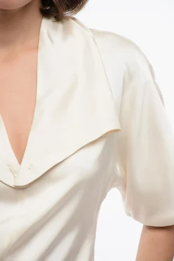 Blusa a Maniche Corte in Satin con Collo Sailor></noscript>Jil Sander Discount