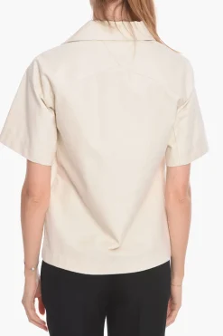 Blusa a Maniche Corte in Cotone con Bottoni Nascosti>Bottega Veneta Best
