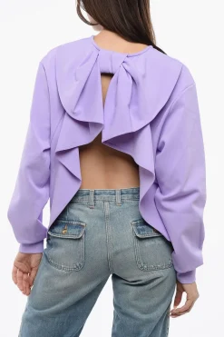 Online Blusa A Maniche Lunghe BACK BOW Con Volant Donna Camicie