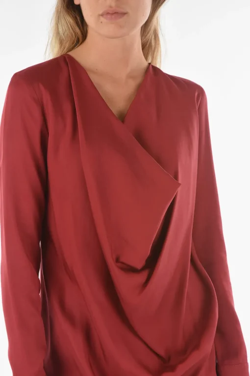 Blusa a Maniche Lunghe MIZAR con Scollo Drappeggiato>Ixos Clearance
