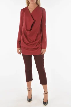 Blusa a Maniche Lunghe MIZAR con Scollo Drappeggiato></noscript>Ixos Clearance
