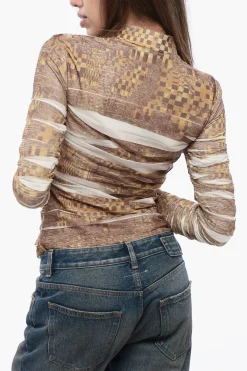 New Blusa C-ADONIS Stampata con Chiusura Zip Frontale Donna Camicie
