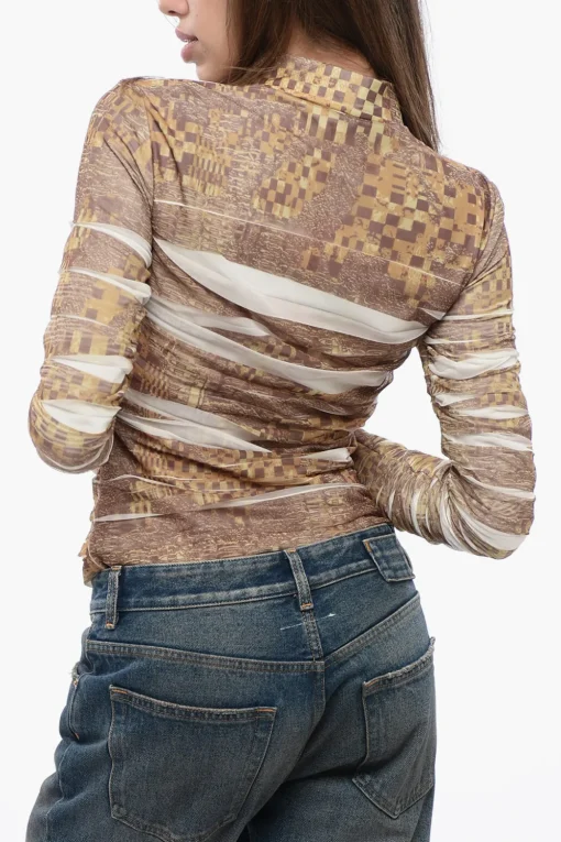 New Blusa C-ADONIS Stampata con Chiusura Zip Frontale Donna Camicie