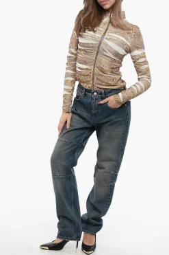 New Blusa C-ADONIS Stampata con Chiusura Zip Frontale Donna Camicie