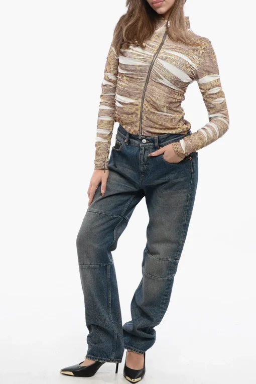 New Blusa C-ADONIS Stampata con Chiusura Zip Frontale Donna Camicie