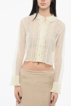 Blusa Crop in Pizzo>Celine Fashion