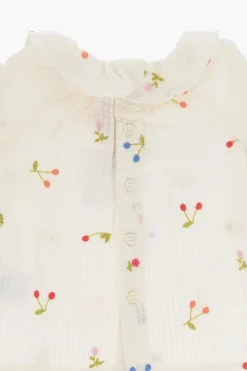 Blusa DOLCI In Cotone con Ricamo Fiori e Ciliegie></noscript>Bonpoint Sale