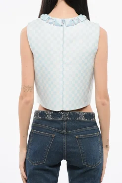 Blusa DUCHESSE con Motivo Gingham e Scollo Gioiello>Versace New