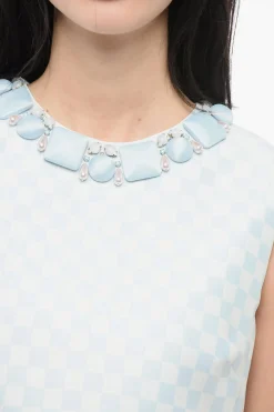 Blusa DUCHESSE con Motivo Gingham e Scollo Gioiello></noscript>Versace New
