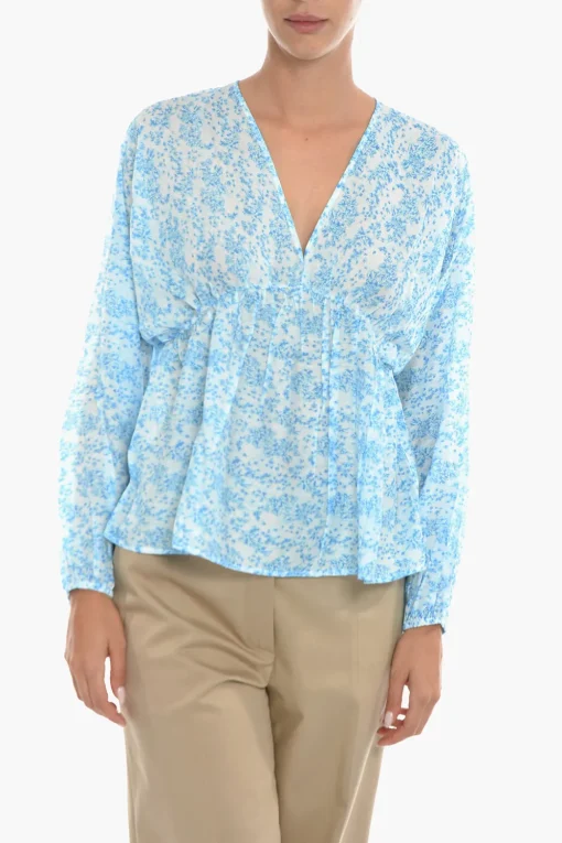 Blusa GERTRUD In Motivo Floreale con Manica a Sbuffo>Samsoe Samsoe Discount