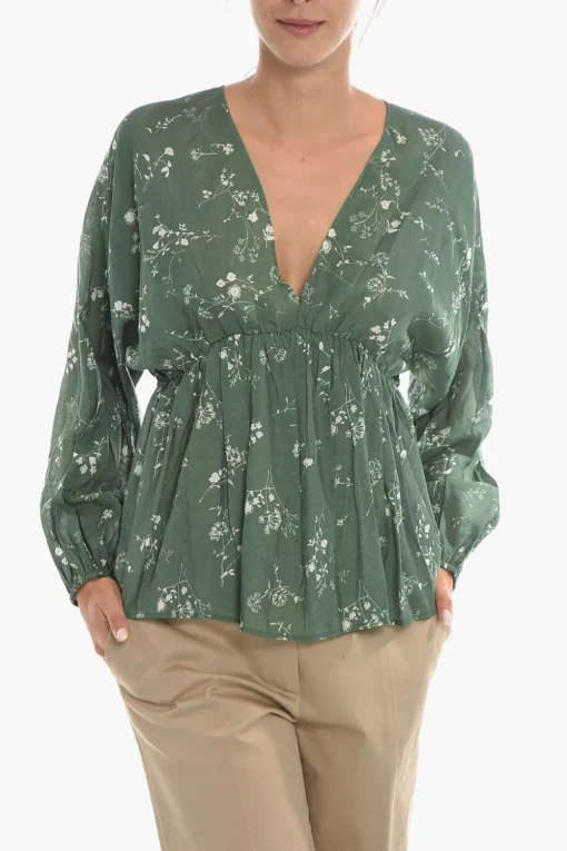 Discount Blusa GERTRUD In Motivo Floreale con Manica a Sbuffo Donna Camicie