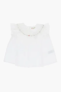 Blusa in Cotone con Pieghe>Bonpoint New